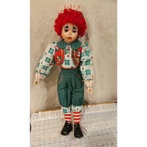 Vintage 22" Raggedy Andy Christmas Porcelain doll by Kelly J. RuBert #862ĺ